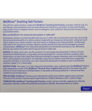 hydraSense NetiRinse Refill Salt Packets Universal Pre-Measured Self-Mix Packets Reduces and Relieves Nasal Cold Symptoms 60 Count - Buy Online on SooperMarket.com