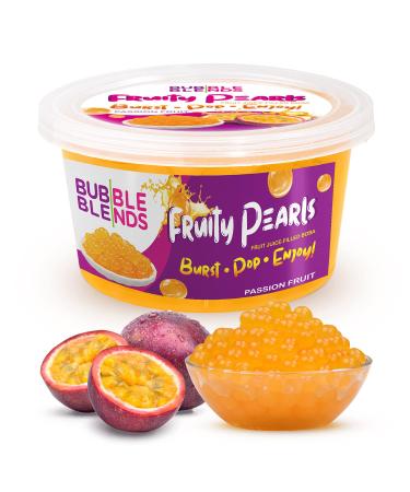 Bubble Blends Passion Fruit Popping Boba (450g) Fruit Juice-Filled Boba Pearls for Bubble Tea Fat-Free 450g (Pack of 1)