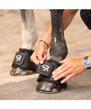 Sunride Hoof Bells for Horses - Real Leather & Neoprene - Protect Against Balth Steps - 2 Set (Size S for Shetty & Pony) - Black - Buy Online on SooperMarket.com