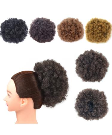 Afro Puff Drawstring Ponytail Extension Short Synthetic Afro Kinky Curly Puff Ponytail for Natural Hair Clip On Kinky Drawstring Curly Ponytail Bun Hairpieces (Medium 4#) Medium 4#