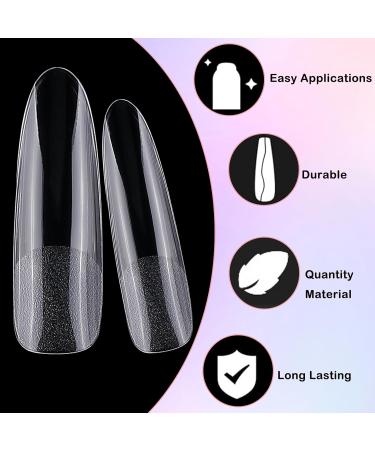 Buy LoveOurHome 240pc XXL Almond Gel x Nail Tips - Extra Long Clear Stiletto & Oval Fake Nails - 12 Sizes Full Cover Artificial Nails for Extensions & Press-On Styles - International Shipping Available - Buy Online on SooperMarket.com