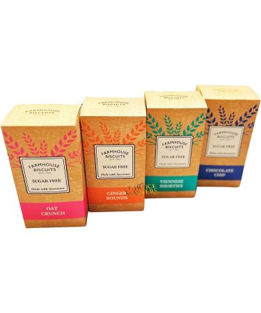 Sugar Free Cookies Selection | Selection of Sugar Free VIENNESE SHORTIES | Sugar Free GINGER | CHOCOLATE CHIP & SUGAR FREE OAT CRUNCH (All 4 Flavours 4 x150g) All 4 Flavours 1 pack (150g) - Buy Online on SooperMarket.com