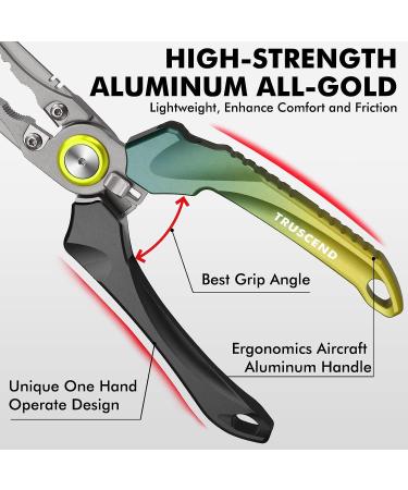 TRUSCEND Fishing Pliers Set with Zinger Retractor | Saltwater Resistant Teflon Coated | Multi-Function Fishing Gear | Hook Remover Split Ring Plier | Fly Fishing Tools | Fishing Gifts for Men - Alpine Green - Buy Online on SooperMarket.com