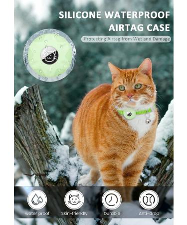 Reflective Airtag Cat Neck Band with Bell - Luminous Green Kitten Collar for Puppies & Cats - Buy Online on SooperMarket.com