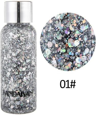 Mermaid Sequins Body Glitter Gel - Long Lasting Makeup for Face, Body, Hair, and Eyes - Silver - Perfect for Festivals and Parties - Easy to Apply and Remove - Buy Online on SooperMarket.com
