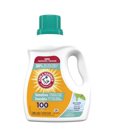 Arm & Hammer Liquid Laundry Detergent for Sensitive Skin Super Concentrated Skin Friendly Fresh Scent 100 Loads 2.96-L