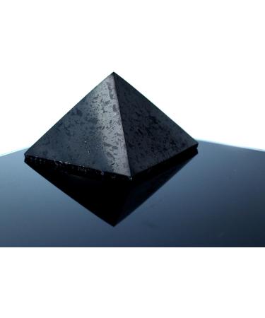 Heka Naturals 8cm Polished Shungite Pyramid Healing Crystal for Home Decor - Chakra Meditation & Negative Energy Protection - Buy Online on SooperMarket.com
