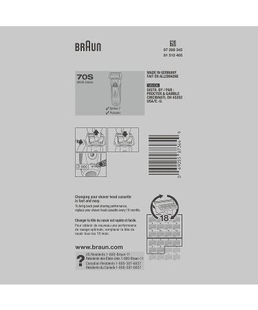 Braun Series 7 70S Electric Shaver Head Replacement Cassette - Silver - Buy Online on SooperMarket.com