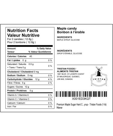 Premium Maple Sugar Hard Candy Drops Made from Pure Canadian Maple Syrup - Tristan Foods (1-lb) 453.59 g (Pack of 1) - Buy Online on SooperMarket.com