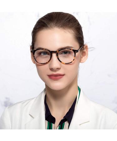 ZENOTTIC Vintage Round Glasses Frame | Retro Tortoise Nerd Glasses for Women & Men | Clear Lens No Prescription Needed - Buy Online on SooperMarket.com