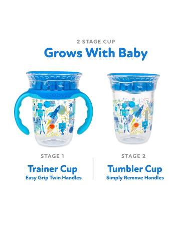 Nuby 360 Edge 2 Stage Drinking Rim Cup 8 Oz Robot Blue | Removable Handles & Hygienic Cover | 12M+ - 80815 - Buy Online on SooperMarket.com