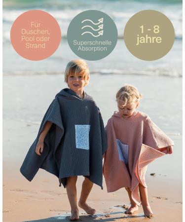 Molis & Co. Kids Batheponcho | Hooded Beach Towel for 1-2 Years | Stripes | Oeko-Tex 100 Certified | Light & Compact Bathrobe in Altrosa - Buy Online on SooperMarket.com