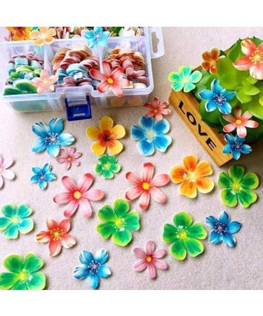 100PCS Glutinous Edible Rice Paper Flower Shape Cake Baking Decoration Edible Flower for Cake Toppers Birthday Wedding Party Cupcake Food Decorations Rice Paper Cupcake Topper Decoration - Buy Online on SooperMarket.com