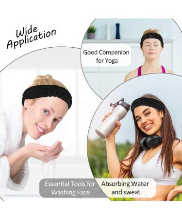WLLHYF Spa Headband and Wrist Washband Set - Microfiber Shower Head Wraps for Women and Girls - Adjustable and Prevents Liquid Spills - Black - Buy Online on SooperMarket.com