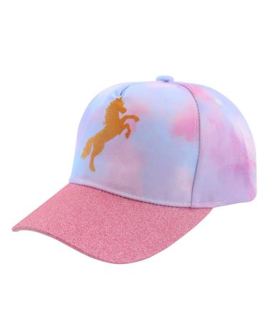 Girls Unicorn Baseball Cap Tie-Dye Baseball Cap Adjustable Sun Hat Rainbow Baseball Cap Snapback Cap for 3-10 Years Old