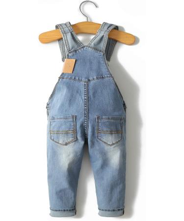 KIDSCOOL SPACE Baby Boy Girl Denim Overalls | Toddler Slim Cute Jumper 3-4 Years Light Blue-2107 - Buy Online on SooperMarket.com