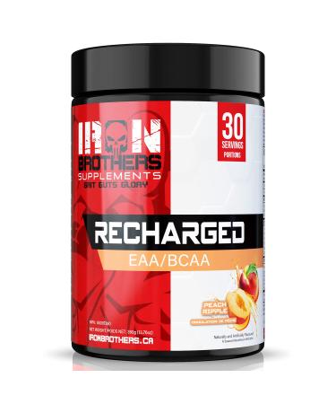Recharged BCAA/EAA Electrolyte Powder | Peach Ripple Amino Acids Supplement for Muscle Recovery | L-Leucine L-Isoleucine Electrolytes & AstraGin - Sugar-Free | Post-Workout Energy Drink | 30 Serves