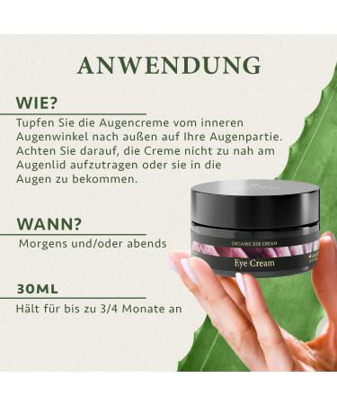 Organic Eye Cream 30ml - 100% Vegan with Aloe Vera Hyaluronic Acid & Argan Oil | Anti-Dark Circle Care for Men & Women | Natural Cosmetics - Buy Online on SooperMarket.com
