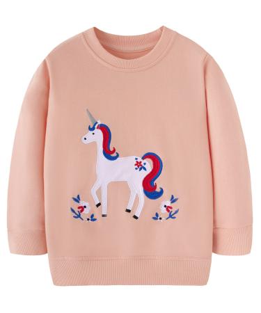 Girls Sweatshirt for Kids Cotton Top Casual Jumper Girl T Shirt Toddler Clothes Long Sleeve Pullover Age 1-12 Years 3-4 Years Unicorn 02