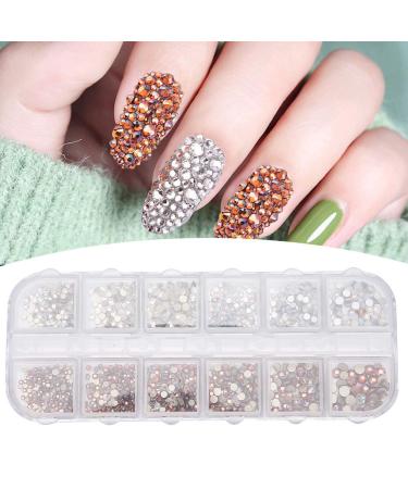 12 Grid/Box Nail Decoration Set Nails Kit Art Nail Tools Flat Bottom Nail Art Rhinestones Nail Art Decoration Manicure Tool Nail Art Accessories Nail Rhinestones(#3)