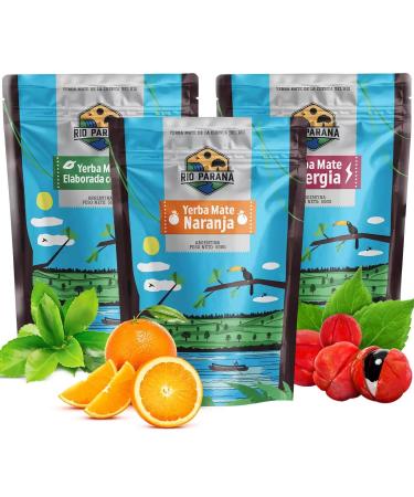Set Mate Tea Rio Parana |Drei Pack mate tea |Traditional energy with guarana orange |Argentine Mate Tea |Mate tea tea |Natural caffeine |3x500g |1.5kg