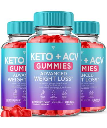 Fyvus (3 Pack) Keto ACV Gummies Keto Gummies Plus Apple Cider Vinegar Advanced Vegan Formulas Canada (180 Gummies)