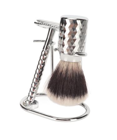 Jauarta Manual Beard Trimmer Holder Brush Set Alloy Nylon Brush Hair Professional Beard Knife Brush Set