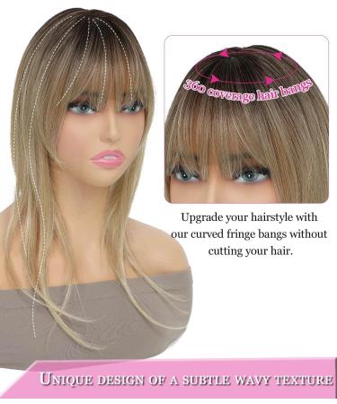 MORICHY Clip in Fringe 360 Bangs Hair Clip Fake Bangs with Long Layered Fringe Clip in Hair for Women Mix Blonde Bangs Clip in Hair Extensions Curved Bangs for Daily Use(Mix Blonde with Dark Root) 18Inch RT6/22/613A# - Buy Online on SooperMarket.com