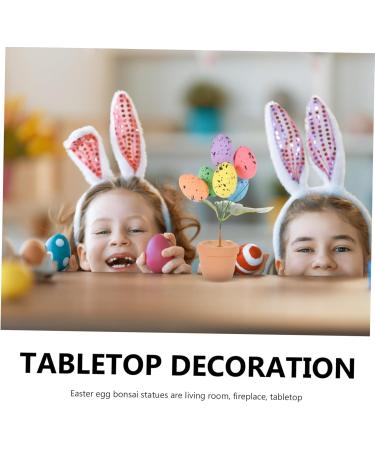 Alipis Easter Eggs Emblems Easter Centerpiece Decoration Egg Bonsai Ornaments Potted Plant Household Picture 2 19.00X7.00X7.00CM - Buy Online on SooperMarket.com