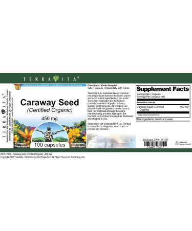 Organic Caraway Seed Capsules - 450mg (100ct) | Certified & Pure | ZIN 517591 - Buy Online on SooperMarket.com