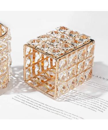 Torribala 2 Pieces Crystal Pen Holder Glass Container in Japanese Metal Luxury Beauty Tool Storage - Buy Online on SooperMarket.com