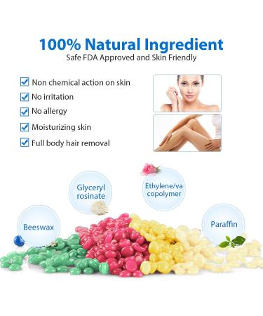 Showvigor Hard Wax Beads for Hair Removal - 4 Colors, 4 Bags - Brazilian Bikini Face Body Legs Back At Home - Blue Pearl Beads - 400g with 10 Wax Sticks - Buy Online on SooperMarket.com
