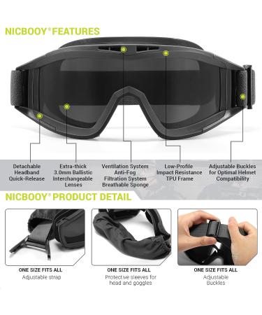 NICBOOY Airsoft Tactical Goggles | Interchangeable Lenses & Military Sunglasses - Buy Online on SooperMarket.com