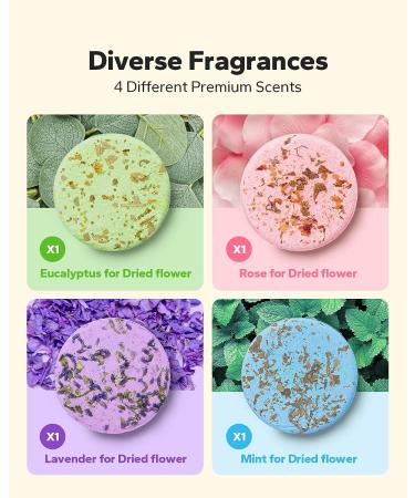 Meto Shower Steamers Aromatherapy Bath Bombs with Essential Oils - Rose, Eucalyptus, Lavender, Mint - Self Care & Anxiety Relief - Birthday Gifts - 4 Count - Buy Online on SooperMarket.com