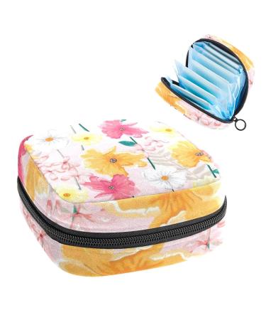 Anna Cowper Flower Pink Sanitary Napkin Storage Bag Feminine Menstrual Cup Pouches Nursing Pad Holder Tampon Bags Portable Period Bag for Women Teen Girls 1Pcs Multi-colored 1