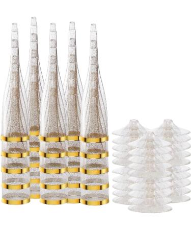 48 Gold Glitter Disposable Champagne Flutes - Ideal for Wedding Toasting and Parties - Buy Online on SooperMarket.com