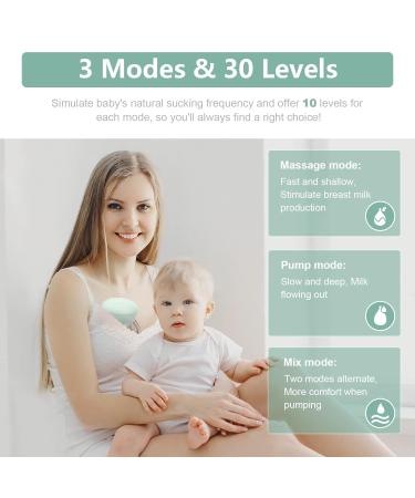 Portable Electric Milk Pump - Double-Handed Rechargeable Noise-Free 3 Modes & 30 Levels - 2-Pack Green - Buy Online on SooperMarket.com