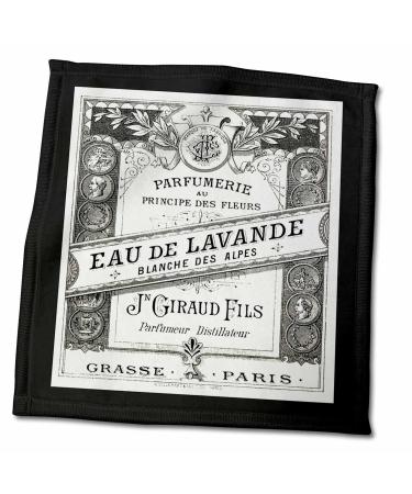 3dRose Image O Vintage F Paris Perfume Label in Black and White - Towels (twl-223065-3) 11x12 Wash Cloth for Face and Body
