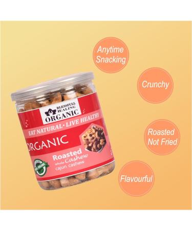 Blessfull Healing Organic Natural Vegan Cajun Roasted Whole Cashew Nuts Crunchy Kaju 300 Gram - Buy Online on SooperMarket.com