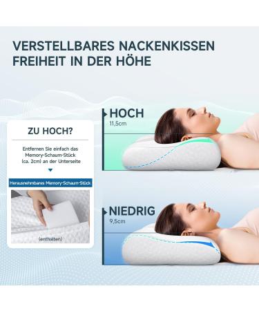 Premium Memory Foam Pillow for Side Sleepers - Adjustable Comfort Ideal for Back & Belly Sleepers - 60x40x11.5 cm Light Gray | International Shipping Available - Buy Online on SooperMarket.com