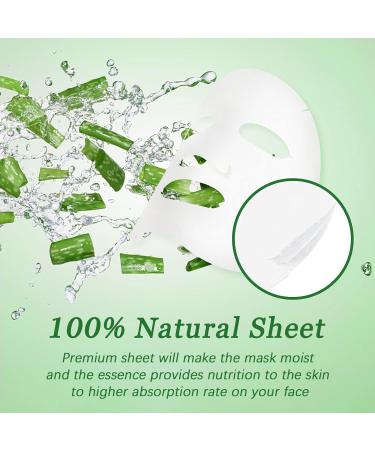 Aloe Vera Soothing Face Mask 10-Pack for Hydrating and Moisturizing Skincare - Ideal for Dry, Oily, and Sensitive Skin - Acne, Sun Care, and Calming Benefits - 25ml/0.88oz per Sheet - Buy Online on SooperMarket.com