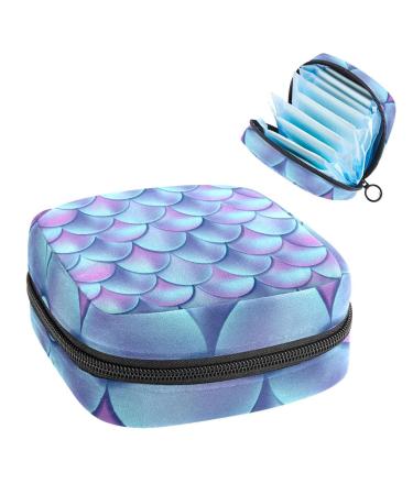 Anna Cowper Mermaid Scale Sanitary Napkin Storage Bag Feminine Menstrual Cup Pouches Nursing Pad Holder Tampon Bags Portable Period Bag for Women Teen Girls 1Pcs Multi-colored 2