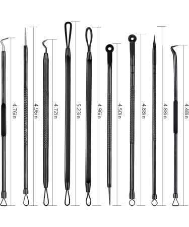 Blackhead Remover Pimple Popper Tool Kit - 19 Pcs Professional Extractor Set for Face and Nose - Stainless Steel Comedone and Whitehead Extractor with Metal Case (Black) - Buy Online on SooperMarket.com