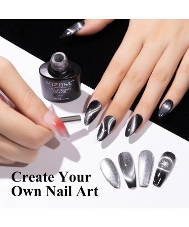 Buy MIZHSE 9D Cat Eye Gel Nail Polish - Silver Magnetic Gel for Stunning Holographic Galaxy Effect | Soak Off Nail Art for DIY Manicure at Home - Buy Online on SooperMarket.com