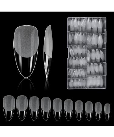 Nail tips 500 pieces wrong nail acrylic artificial nail tips with storage case for nail studios and DIY nail art at home 10 sizes (almond shape) almond shape 1 piece (500 pack)
