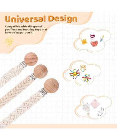 Symbolife Boho Handmade Pacifier Clip for Boys Girls | Braided Baby Holder Leash with Wooden Clips | Unisex Baby Shower Gift - Pattern 2 - Buy Online on SooperMarket.com