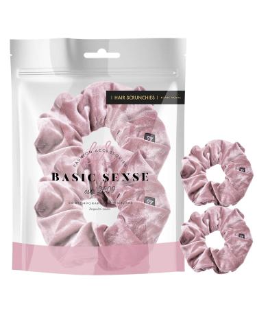 2 PCS Premium Large Hair Velvet Scrunchies Ties Bands Updo Ponytail Bobble Scrunchy Holder For Women Girl Kids Dusky Pink