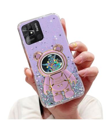 Tivenfezk Nadoli for Xiaomi Redmi 10c Treibsand B r Astronaut Hidden Stand Shell caricature glitter astronaut stand soft silicone bling cell phone case transparent protective cover xiaomi redmi 10c purple