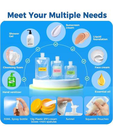 23 Pcs Refillable Travel Size Toiletry Pouch Set - Leakproof Containers for Shampoo, Lotion, Soap - 30ml, 50ml, 100ml - Buy Online on SooperMarket.com