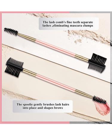 Pink Eyebrow and Eyelash Grooming Tool Set for Women - 3 Pcs Dual Comb and Brush Makeup Kit - Buy Online on SooperMarket.com